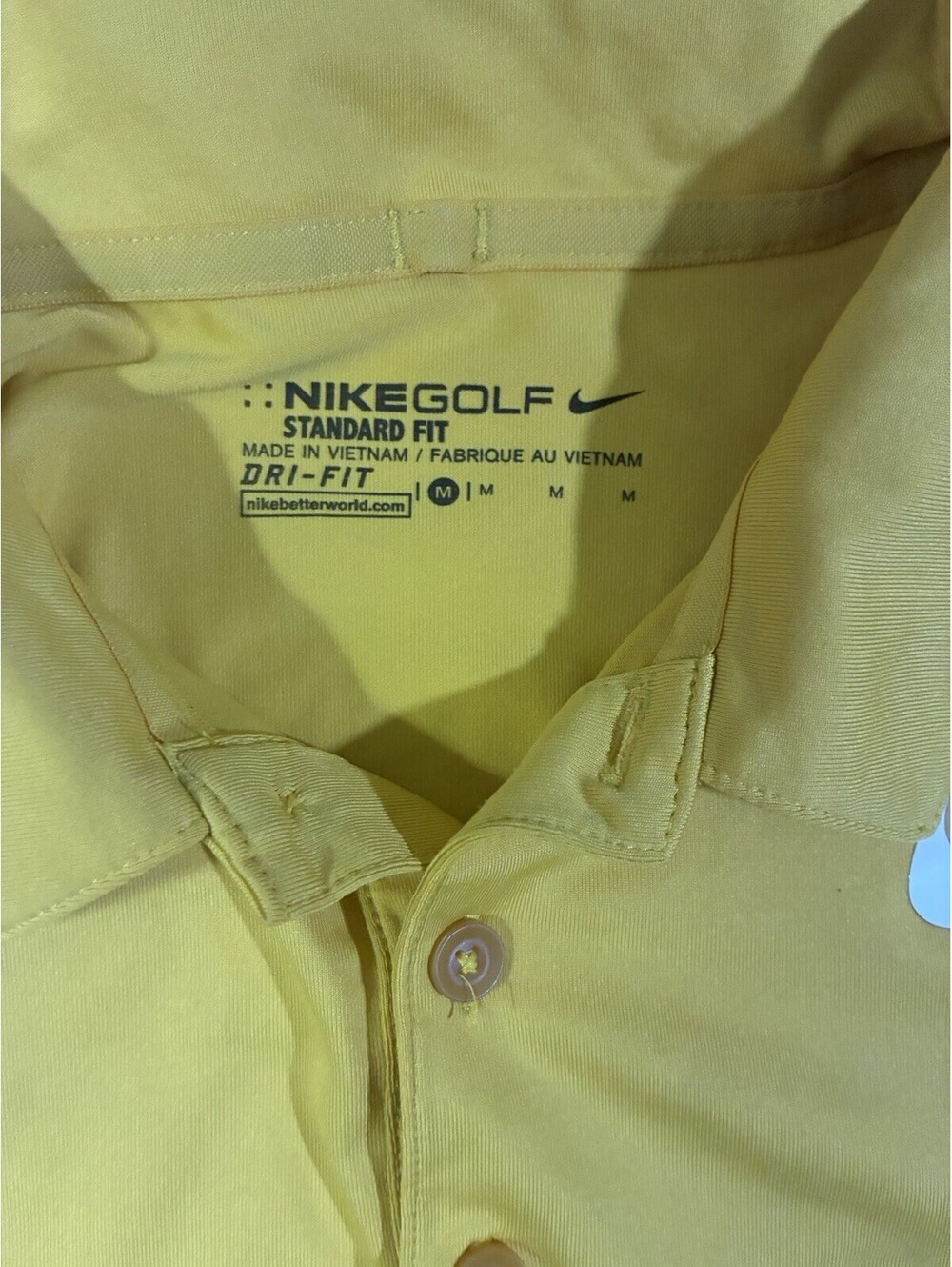 Nike golf Dri-Fit Medium yellow Standard Fit Stretch Performance Polo Shirt - Picture 3 of 4